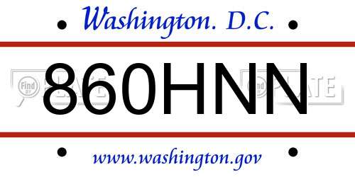 860HNN District Of Columbia License Plate
