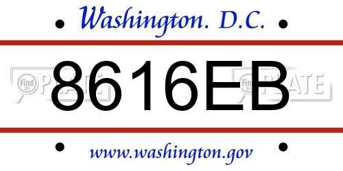 8616EB District Of Columbia License Plate
