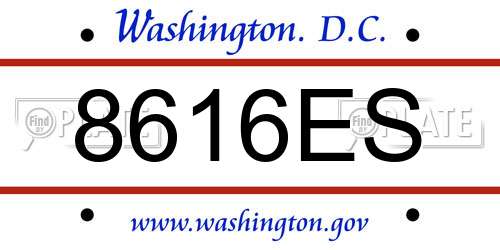 8616ES District Of Columbia License Plate