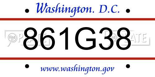 861G38 District Of Columbia License Plate