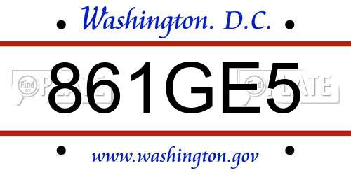 861GE5 District Of Columbia License Plate