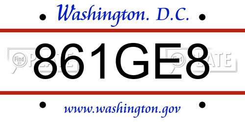 861GE8 District Of Columbia License Plate
