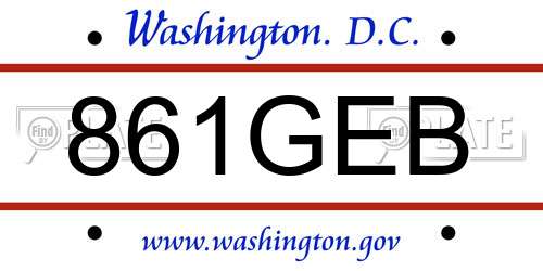 861GEB District Of Columbia License Plate