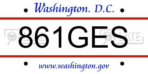 861GES District Of Columbia License Plate