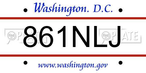 861NLJ District Of Columbia License Plate
