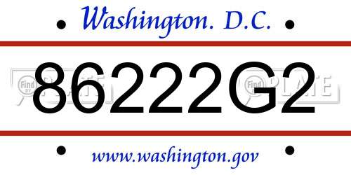 86222G2 District Of Columbia License Plate