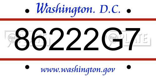 86222G7 District Of Columbia License Plate