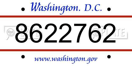 8622762 District Of Columbia License Plate