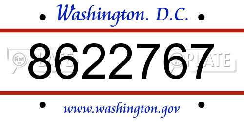 8622767 District Of Columbia License Plate