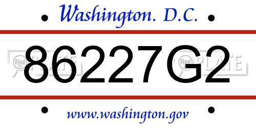 86227G2 District Of Columbia License Plate