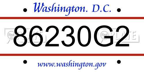 86230G2 District Of Columbia License Plate