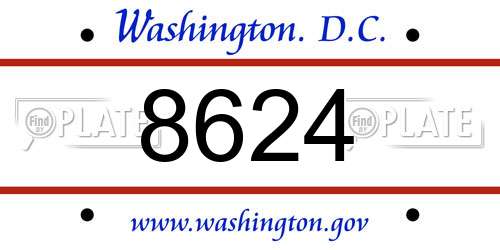 8624 District Of Columbia License Plate