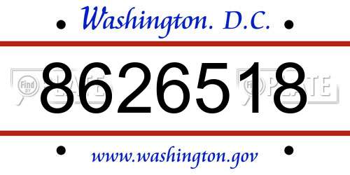 8626518 District Of Columbia License Plate