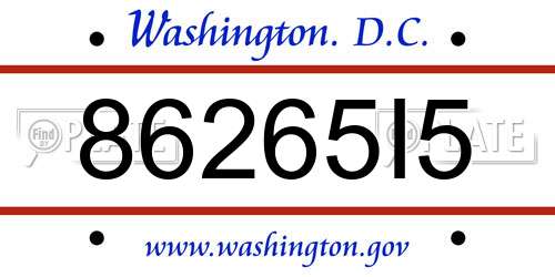 86265I5 District Of Columbia License Plate