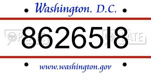 86265I8 District Of Columbia License Plate