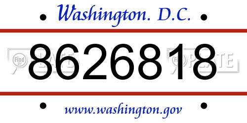 8626818 District Of Columbia License Plate