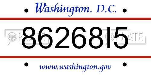 86268I5 District Of Columbia License Plate