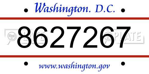 8627267 District Of Columbia License Plate