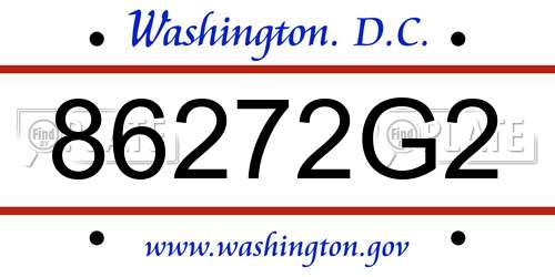 86272G2 District Of Columbia License Plate