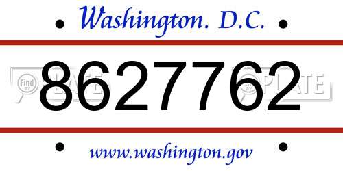 8627762 District Of Columbia License Plate