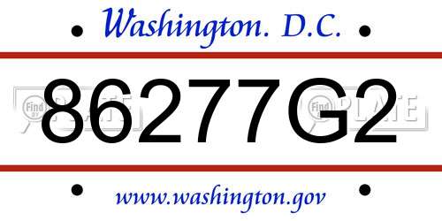 86277G2 District Of Columbia License Plate