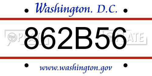 862B56 District Of Columbia License Plate