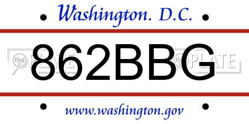 862BBG District Of Columbia License Plate