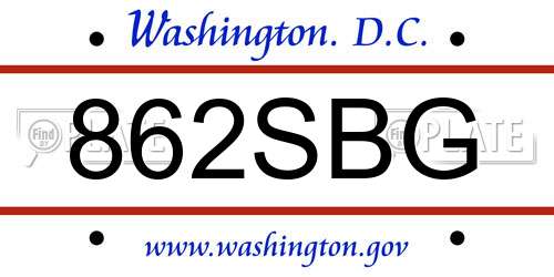 862SBG District Of Columbia License Plate