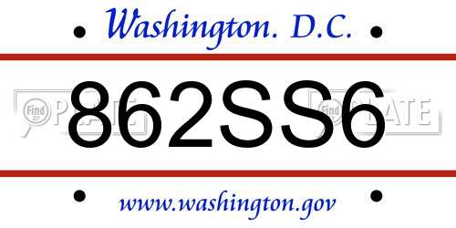862SS6 District Of Columbia License Plate