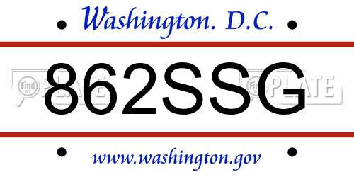 862SSG District Of Columbia License Plate
