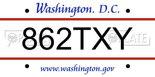 862TXY District Of Columbia License Plate