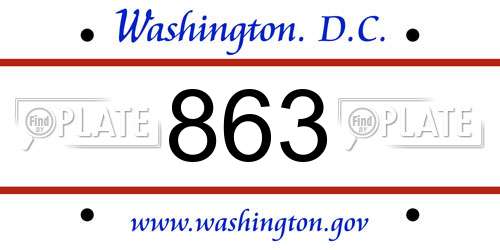 863 District Of Columbia License Plate