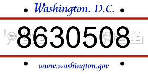 8630508 District Of Columbia License Plate