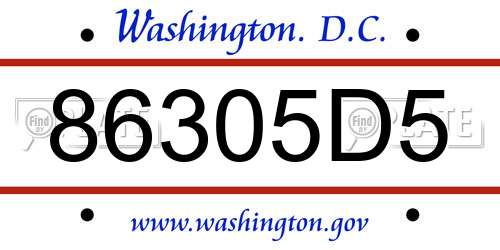 86305D5 District Of Columbia License Plate
