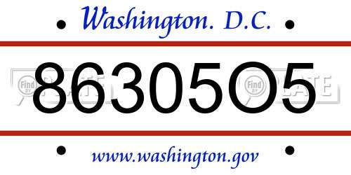 86305O5 District Of Columbia License Plate