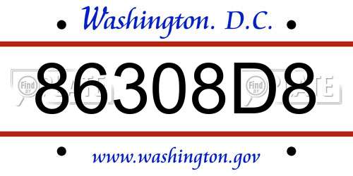 86308D8 District Of Columbia License Plate