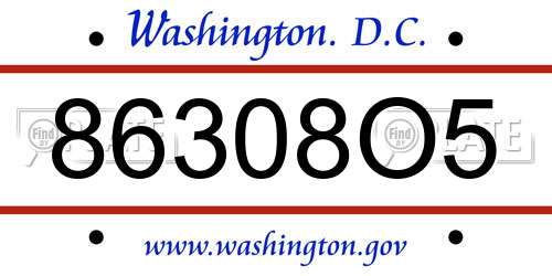 86308O5 District Of Columbia License Plate
