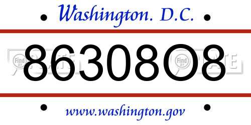 86308O8 District Of Columbia License Plate