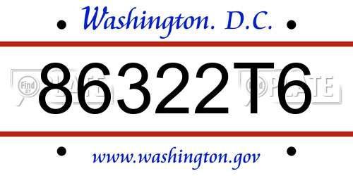 86322T6 District Of Columbia License Plate