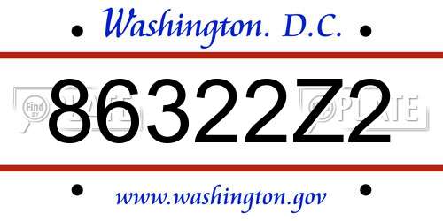 86322Z2 District Of Columbia License Plate