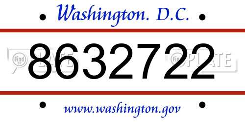 8632722 District Of Columbia License Plate