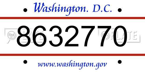 8632770 District Of Columbia License Plate