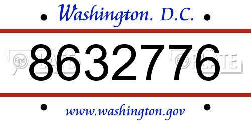 8632776 District Of Columbia License Plate