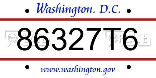 86327T6 District Of Columbia License Plate