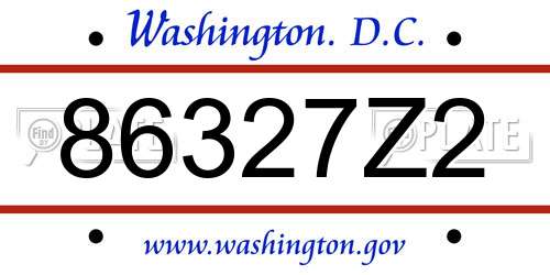 86327Z2 District Of Columbia License Plate