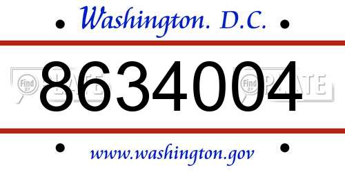 8634004 District Of Columbia License Plate