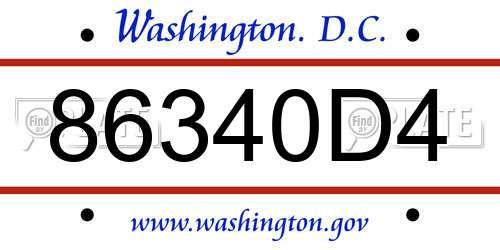 86340D4 District Of Columbia License Plate