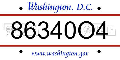86340O4 District Of Columbia License Plate