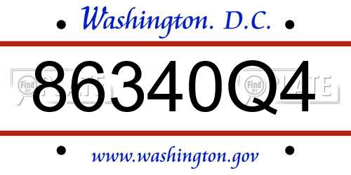 86340Q4 District Of Columbia License Plate