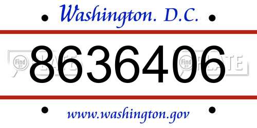 8636406 District Of Columbia License Plate